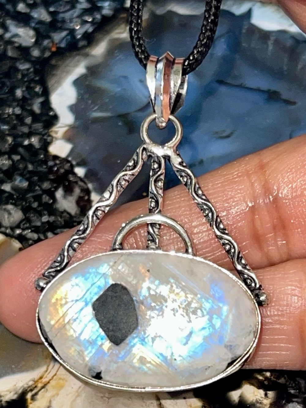 Rainbow Moonstone “The Visionary Stone” Pendant 2”
